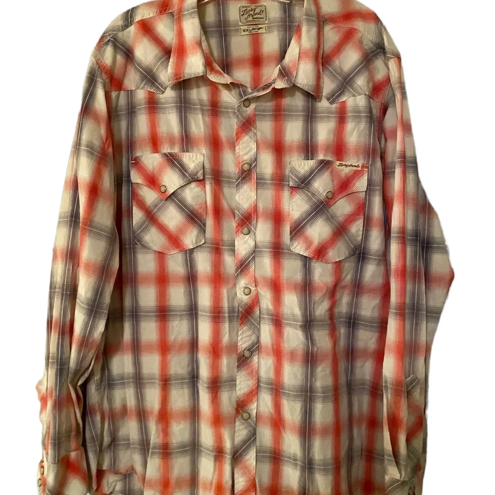 Lucky Brand 2XL Long Sleeve Pearl Snap Plaid Shirt - Picture 2 of 3
